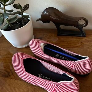 Rothy's Red and White Patterned Flats